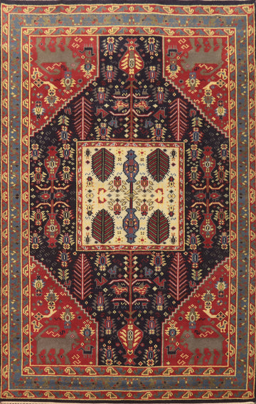 Animals Blue Kazak Indian Area Rug 6x9