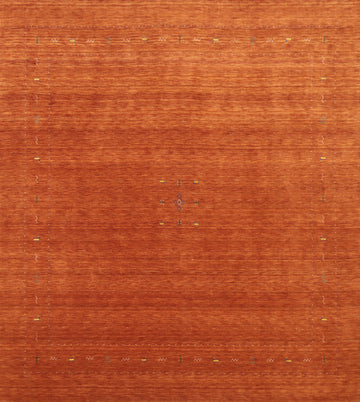 Orange Wool Gabbeh Square Wool Area Rug 12x12