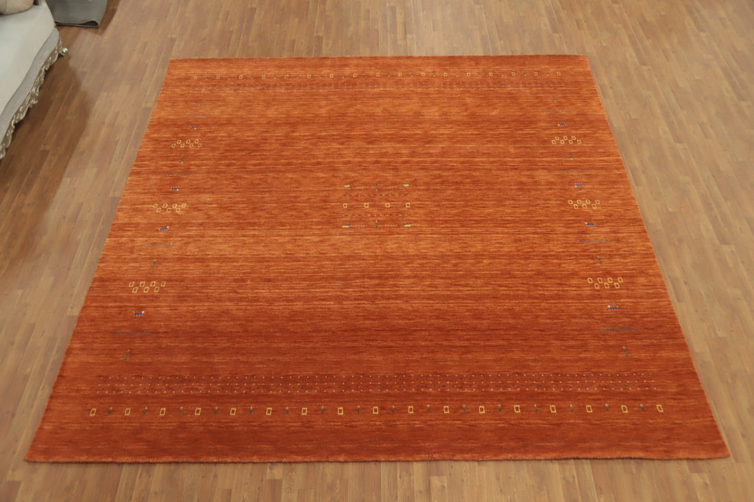 Tribal Orange Wool Gabbeh Square Area Rug 12x12