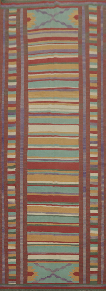 Striped Wool Kilim Oriental Runner Rug 4x12