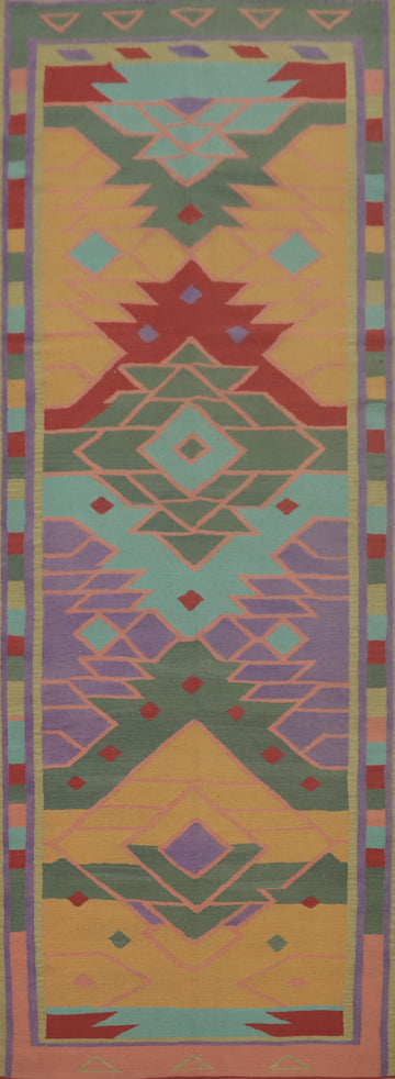 Geometric Kilim Wool Oriental Runner Rug 4x13