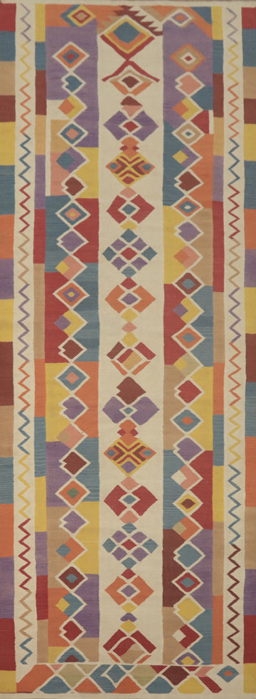 Geometric Wool Kilim Oriental Runner Rug 5x18