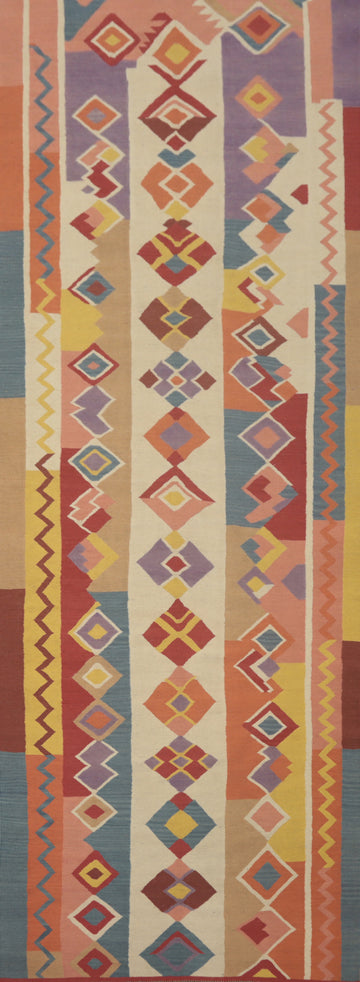 Geometric Wool Kilim Oriental Runner Rug 5x15