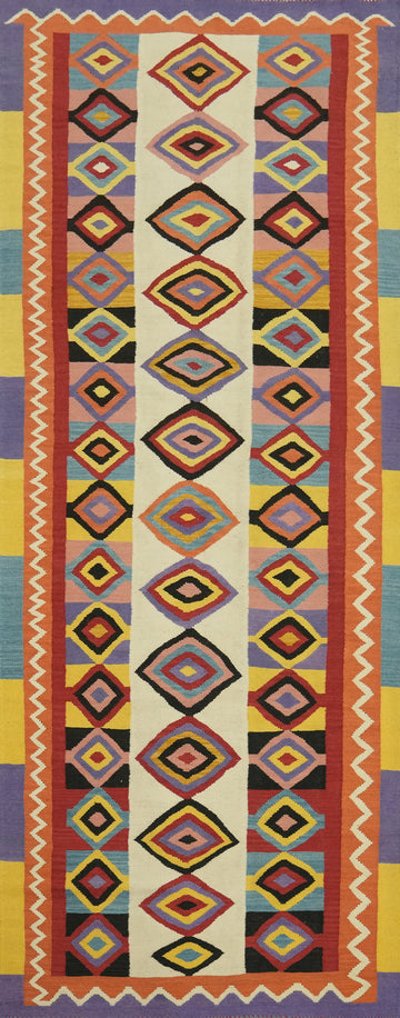 Geometric Wool Kilim Oriental Runner Rug 5x14