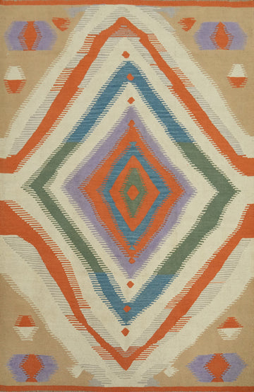 Geometric Wool Kilim Oriental Rug 5x7