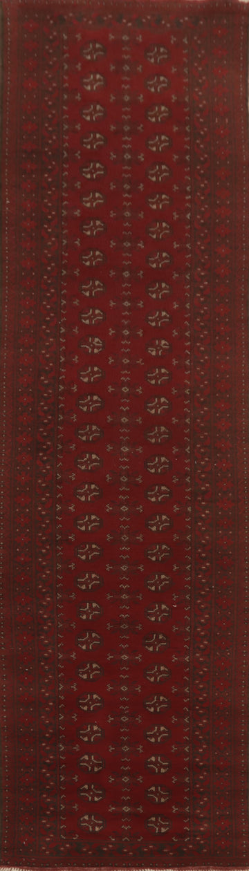 Elephant Foot Red Balouch Afghan Runner Rug 3x13