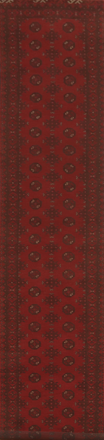 Elephant Foot Red Balouch Afghan Runner Rug 3x19
