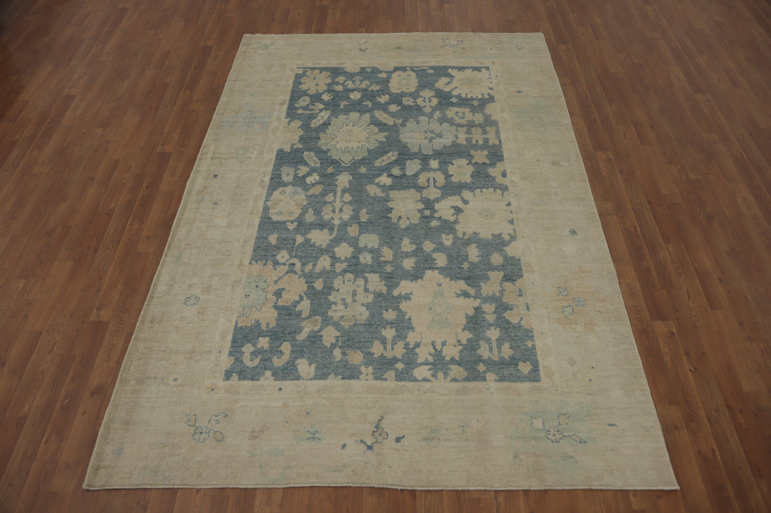 Vegetable Dye Wool Oushak Turkish Area Rug 6x9