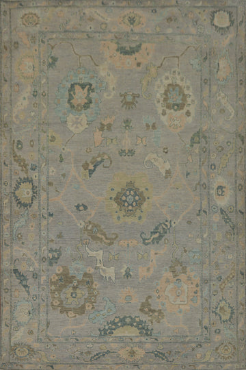 Vegetable Dye Wool Oushak Turkish Area Rug 7x9