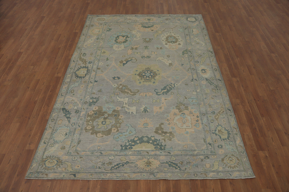 Vegetable Dye Wool Oushak Turkish Area Rug 7x9
