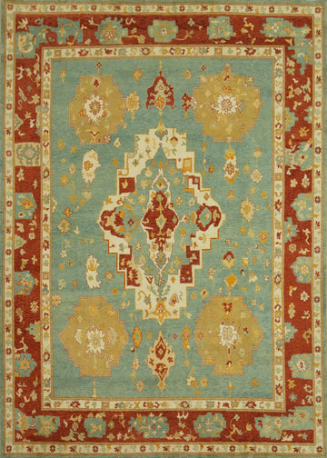Vegetable Dye Wool Oushak Turkish Area Rug 9x12