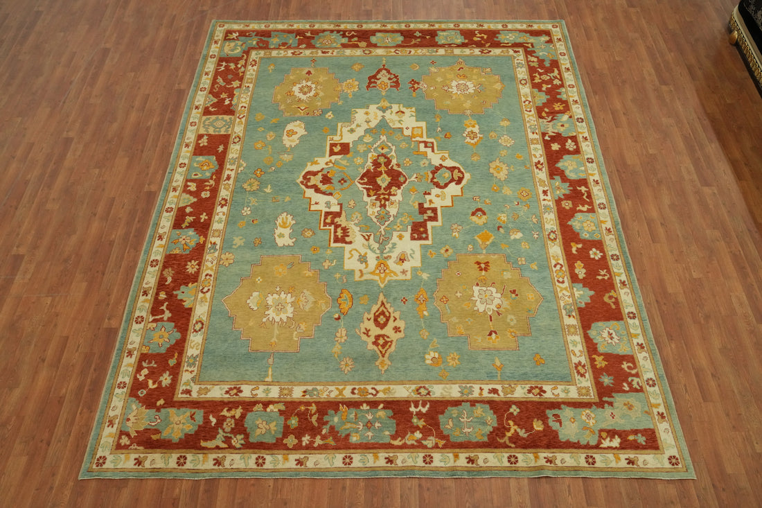 Vegetable Dye Wool Oushak Turkish Area Rug 9x12