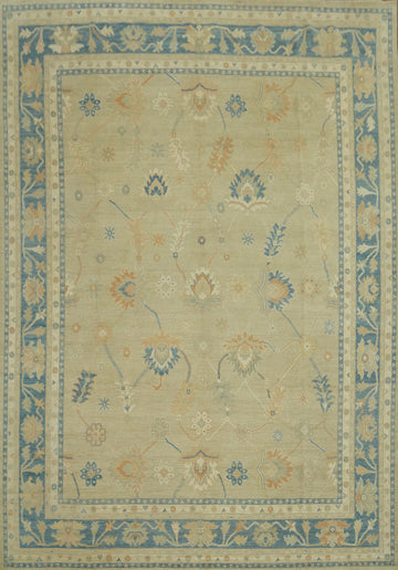 Vegetable Dye Wool Oushak Turkish Large Rug 12x15