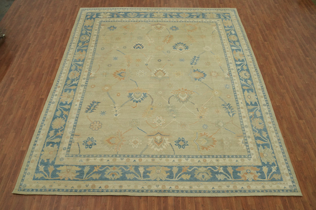 Vegetable Dye Wool Oushak Turkish Large Rug 12x15