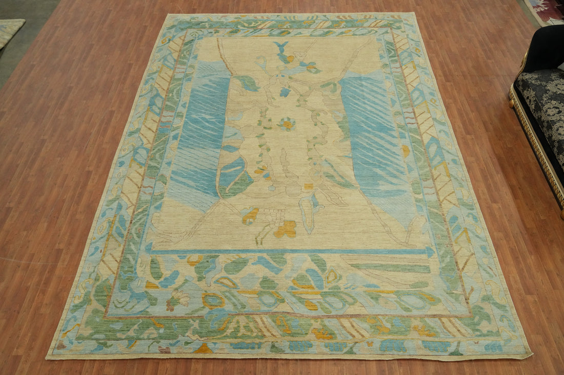 Handmade Wool Oushak Vegetable Dye Large Rug 12x18