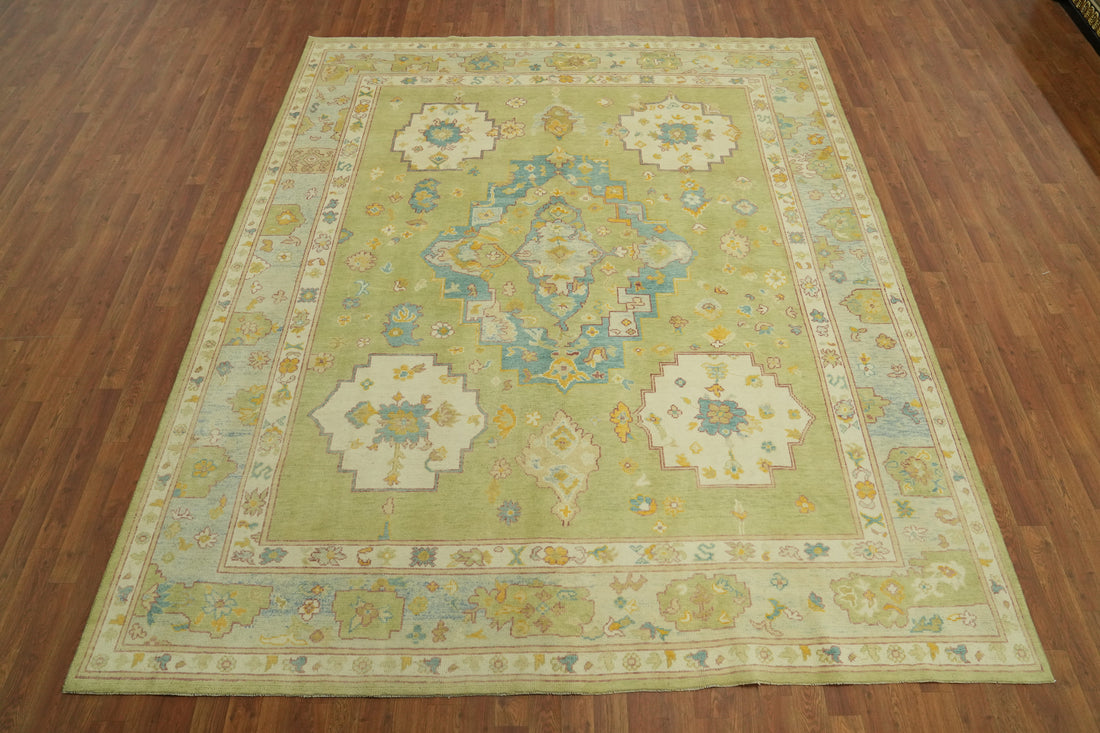 Handmade Green Oushak Vegetable Dye Area Rug 8x10