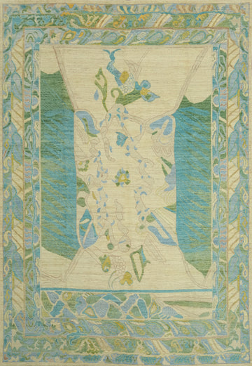 Vegetable Dye Wool Oushak Turkish Area Rug 9x12