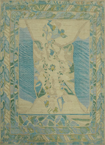 Vegetable Dye Wool Oushak Turkish Area Rug 8x10