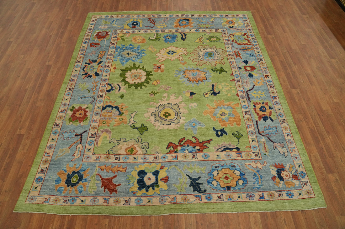 Light Green Oushak Vegetable Dye Area Rug 8x10