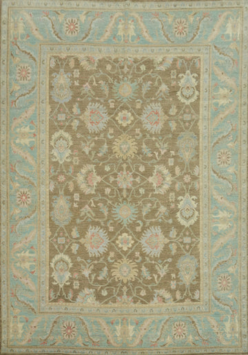 Vegetable Dye Brown Oushak Turkish Large Rug 10x14