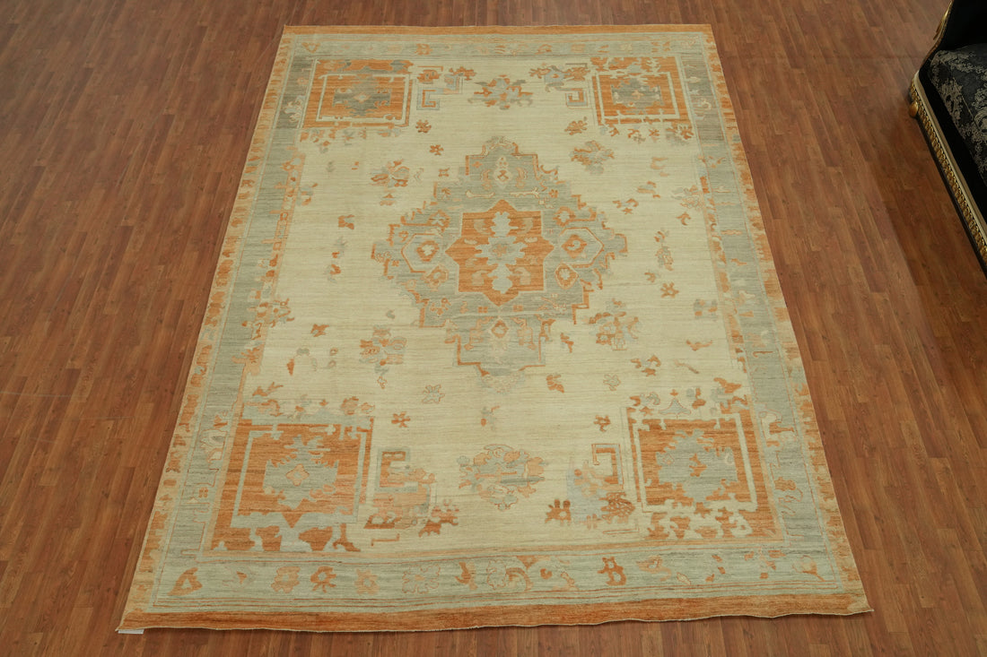 Vegetable Dye Wool Oushak Turkish Large Rug 10x14