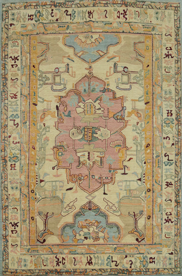 Vegetable Dye Wool Oushak Turkish Area Rug 9x12