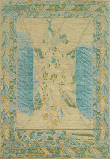 Handmade Wool Oushak Vegetable Dye Large Rug 10x14