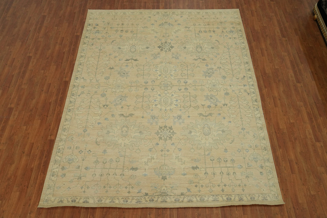 Vegetable Dye Wool Oushak Turkish Area Rug 9x12