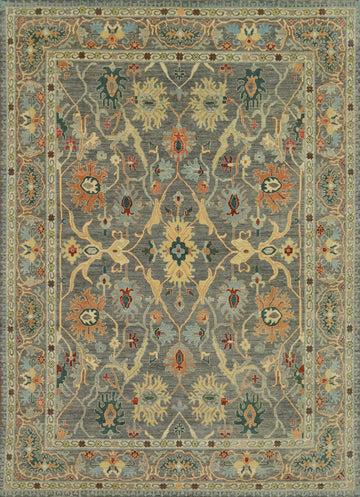 Vegetable Dye Floral Wool Oushak Turkish Area Rug 9x12