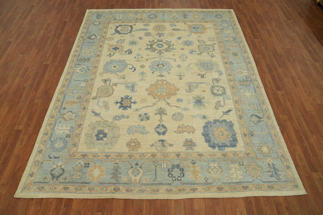 Vegetable Dye Floral Oushak Turkish Area Rug 8x10
