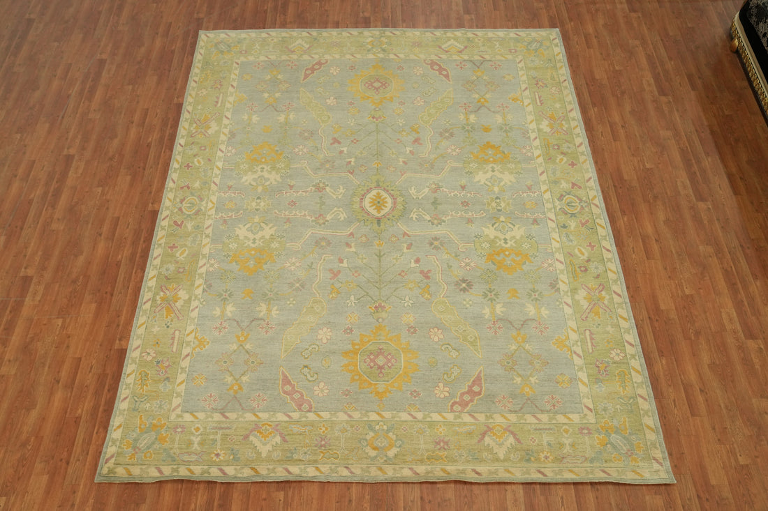 Vegetable Dye Wool Oushak Turkish Area Rug 9x12