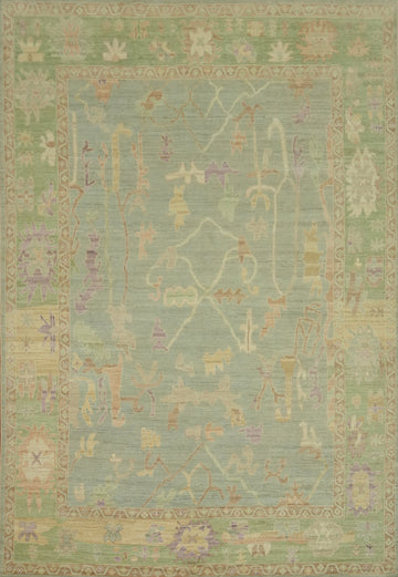 Vegetable Dye Wool Oushak Turkish Area Rug 9x12