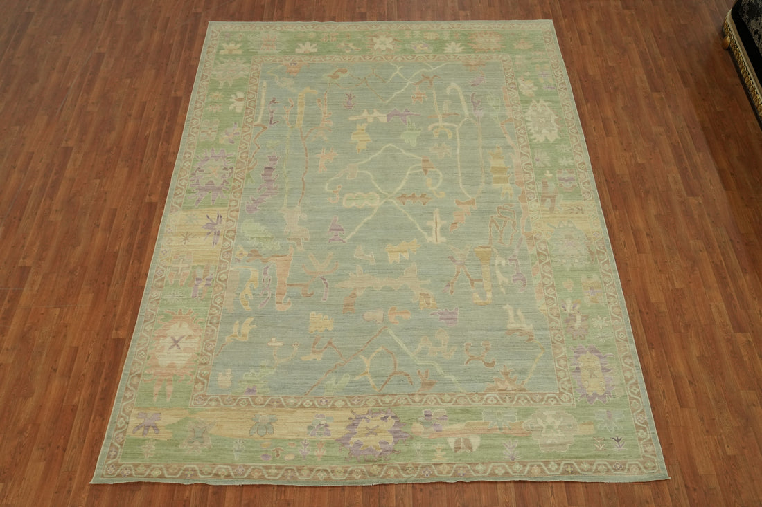 Vegetable Dye Wool Oushak Turkish Area Rug 9x12