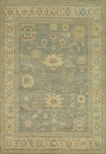 Vegetable Dye Wool Oushak Turkish Area Rug 9x12