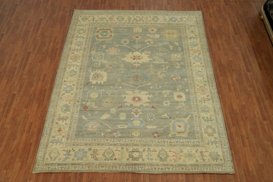 Vegetable Dye Wool Oushak Turkish Area Rug 9x12