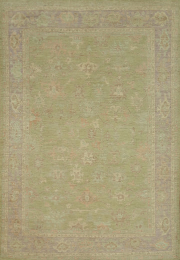 Vegetable Dye Green Oushak Turkish Area Rug 9x12