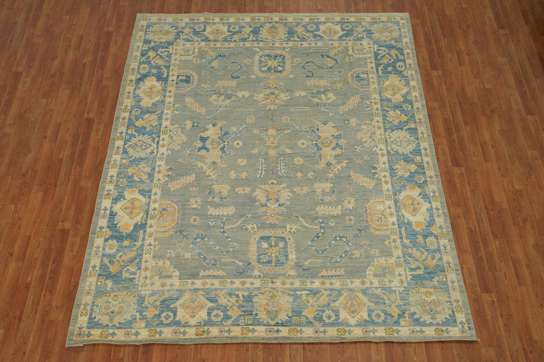 Vegetable Dye Floral Oushak Turkish Area Rug 8x10