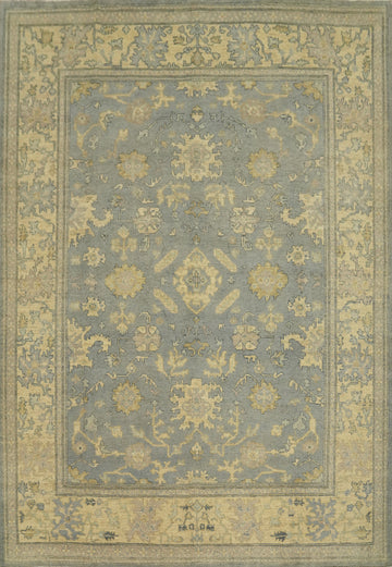 Slate Wool Vegetable Dye Oushak Turkish Area Rug 8x10