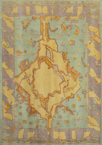 Vegetable Dye Wool Oushak Turkish Area Rug 6x8