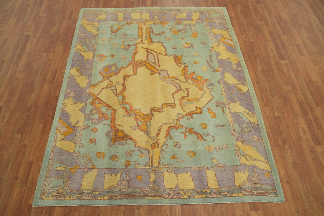 Vegetable Dye Wool Oushak Turkish Area Rug 6x8