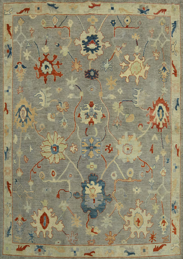 Vegetable Dye Floral Oushak Turkish Area Rug 8x10