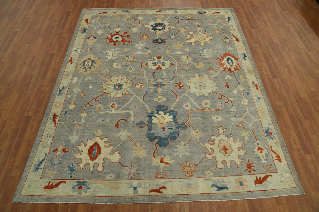 Vegetable Dye Floral Oushak Turkish Area Rug 8x10