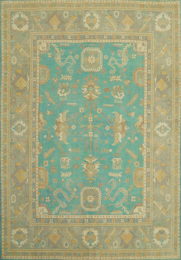 Turquoise Blue Oushak Vegetable Dye Area Rug 8x10