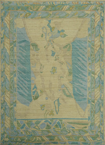 Vegetable Dye Wool Oushak Turkish Area Rug 9x12