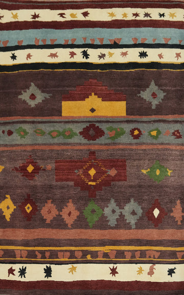 Handmade Wool Gabbeh Vegetable Dye Turkish Area Rug 6x9