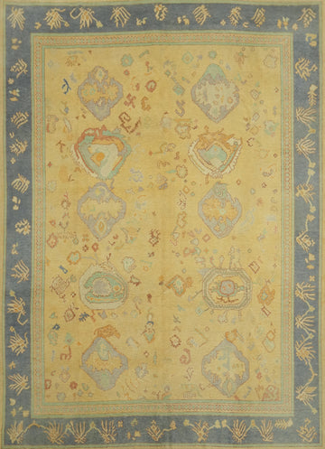 Vegetable Dye Gold Oushak Turkish Area Rug 10x13