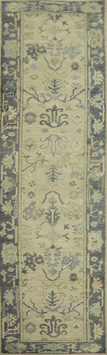 Vegetable Dye Wool Oushak Turkish Runner Rug 3x11