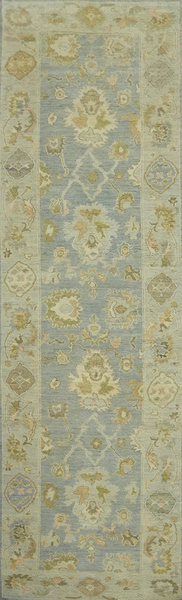 Vegetable Dye Wool Oushak Turkish Runner Rug 3x12