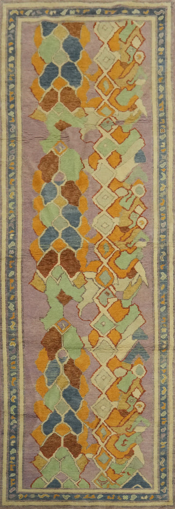 Vegetable Dye Wool Oushak Turkish Runner Rug 3x12