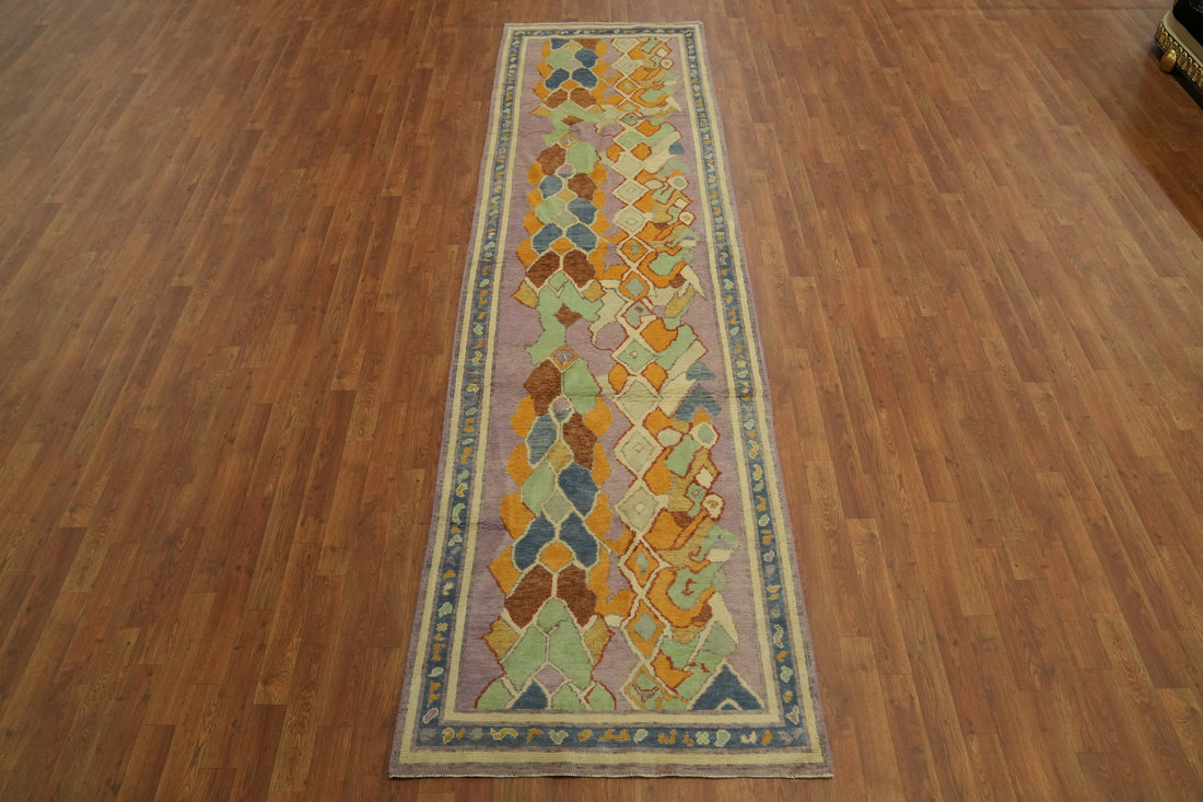 Vegetable Dye Wool Oushak Turkish Runner Rug 3x12